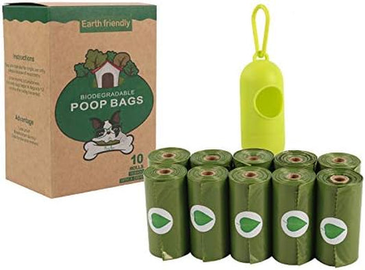 Dog Poop Bag, Biodegradable Poop Bags for Pets - Disposable Pet Waste, Compostable Pet Waste Bags, Eco-Friendly Leak Proof, Fits for Dogs and Cat (150 Bags/10 Rolls)